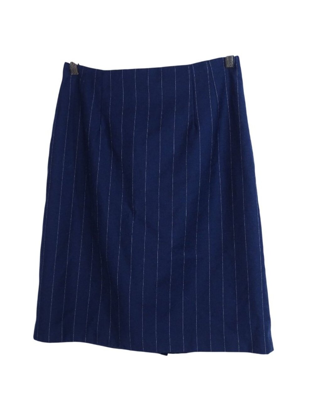 Vintage JG Hook Navy Blue Lined Wool Pinstripe Pencil Skirt Women Size 12 Office